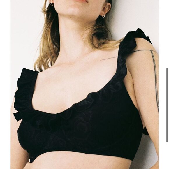Lonely Label Greta Bikini Top Black Rose Size 36C - Picture 1 of 10